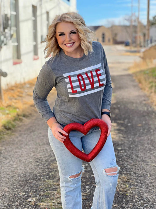 LOVE In Red Glitter Tee