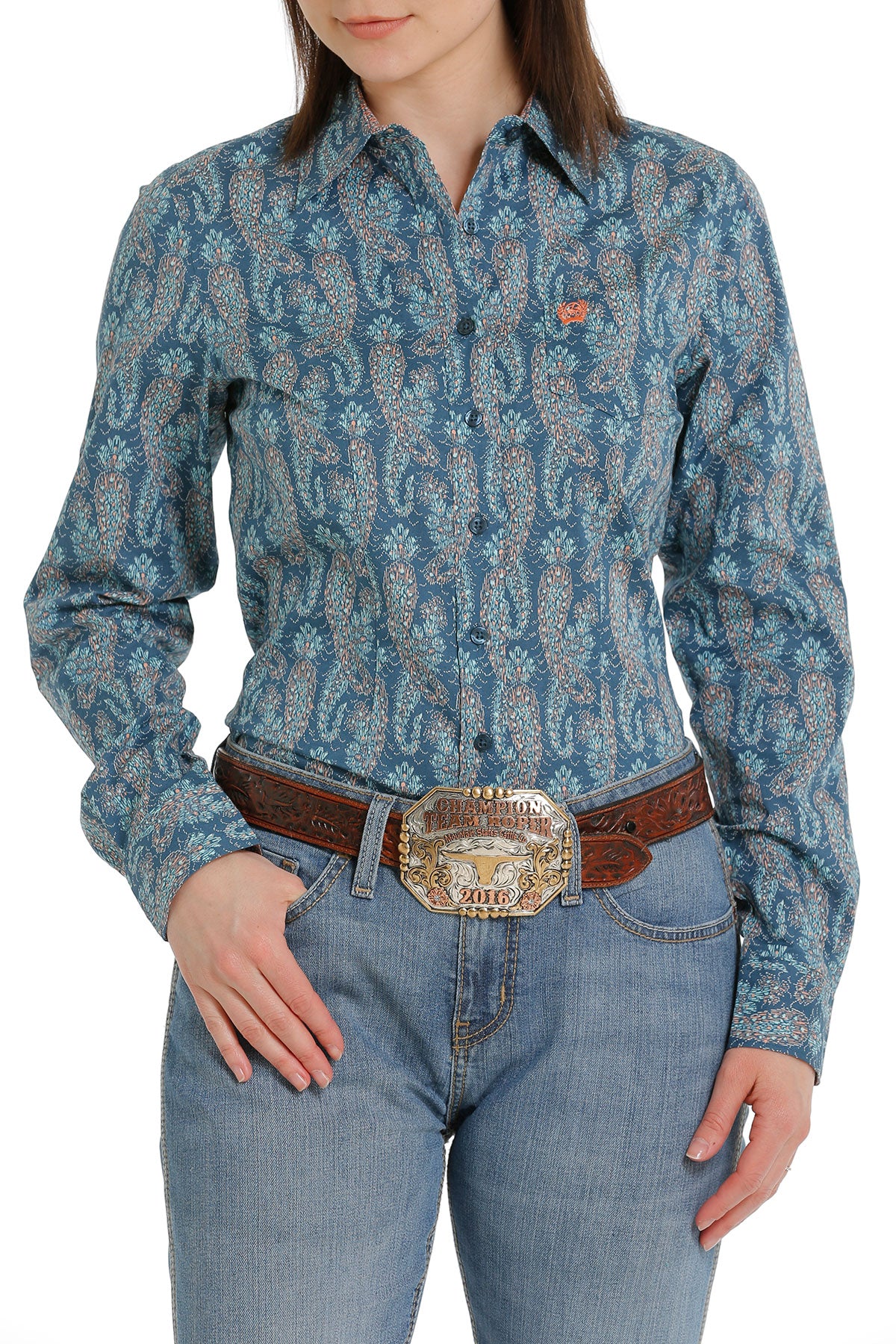 CINCH BLUE PAISLEY PRINT LONG SLEEVE SHIRT