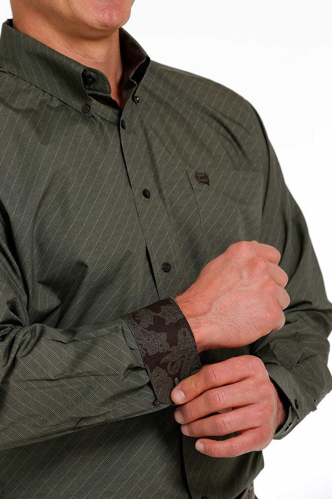 Mens Cinch Long Sleeve Solid Black Button Down Western Shirt