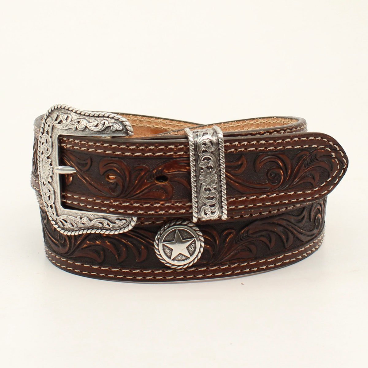 Nocona Men's Round Star Concho Embossed Belt