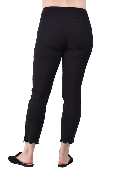 ETHYL PULL ON ANKLE PANT WITH SCALLOPED BOTTOM