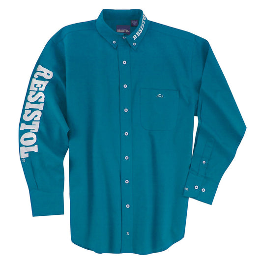 RESISTOL TURQUOISE LOGO BUTTON DOWN SHIRT