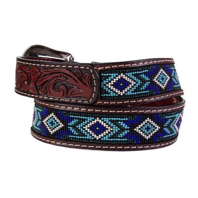 Kids Blue and White Laced Southwest Pattern 1 1/4 Western Belt with Long  Horn Belt Buckle - Cowpokes Western Shop