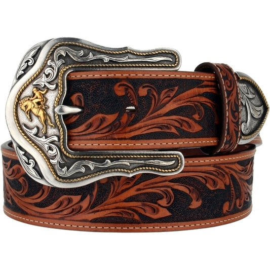 TONY LAMA MEN'S BROWN WESTERLY RIDE BELT